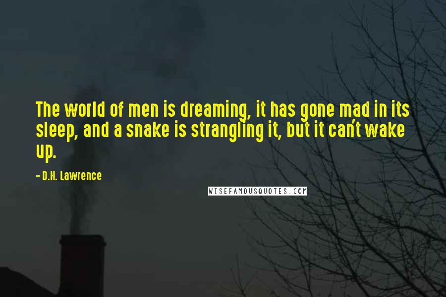 D.H. Lawrence Quotes: The world of men is dreaming, it has gone mad in its sleep, and a snake is strangling it, but it can't wake up.