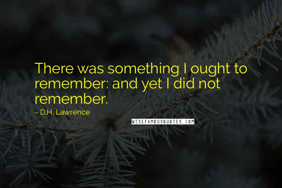 D.H. Lawrence Quotes: There was something I ought to remember: and yet I did not remember.