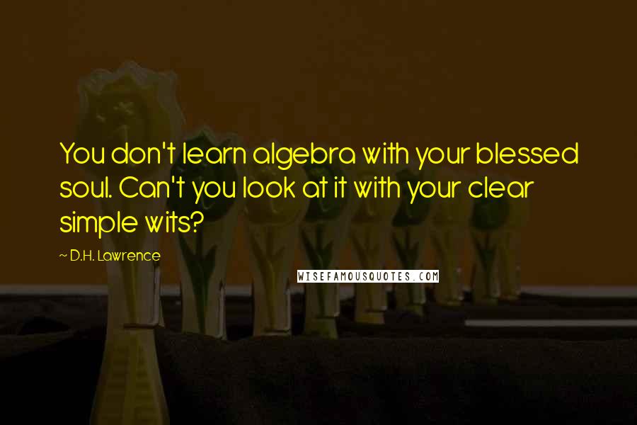 D.H. Lawrence Quotes: You don't learn algebra with your blessed soul. Can't you look at it with your clear simple wits?