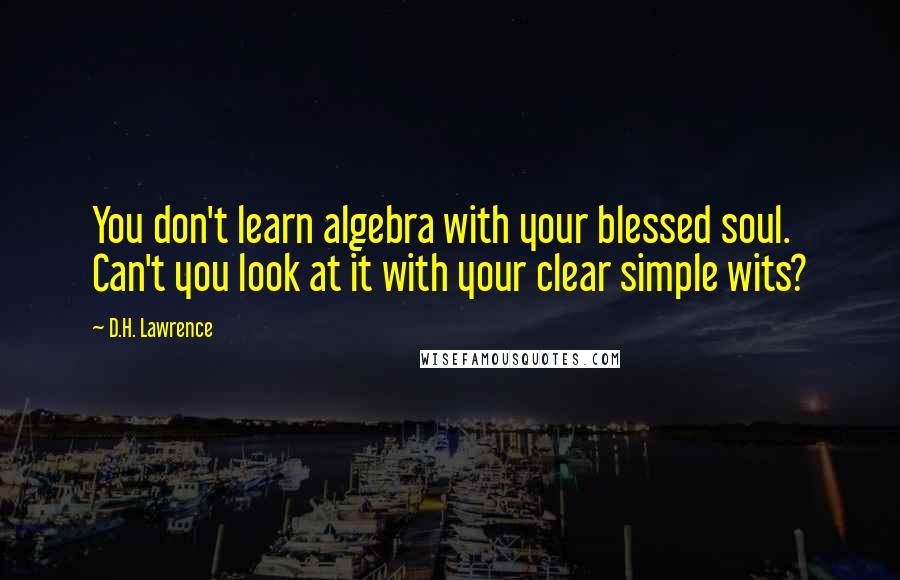 D.H. Lawrence Quotes: You don't learn algebra with your blessed soul. Can't you look at it with your clear simple wits?