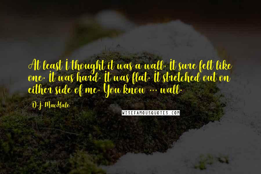 D.J. MacHale Quotes: At least I thought it was a wall. It sure felt like one. It was hard. It was flat. It stretched out on either side of me. You know ... wall.