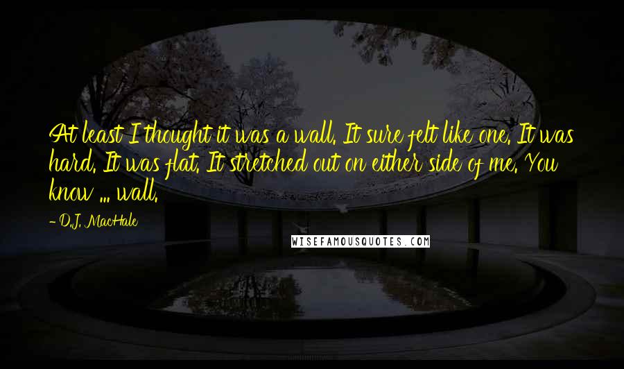 D.J. MacHale Quotes: At least I thought it was a wall. It sure felt like one. It was hard. It was flat. It stretched out on either side of me. You know ... wall.