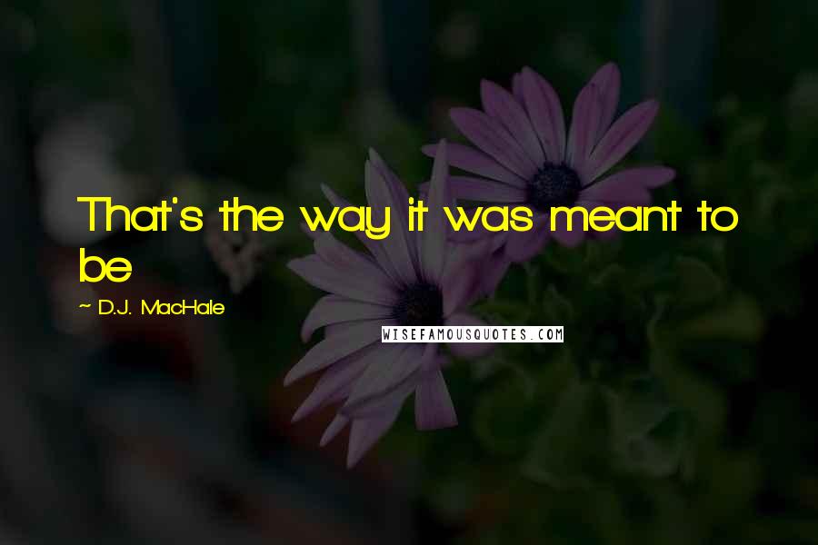 D.J. MacHale Quotes: That's the way it was meant to be