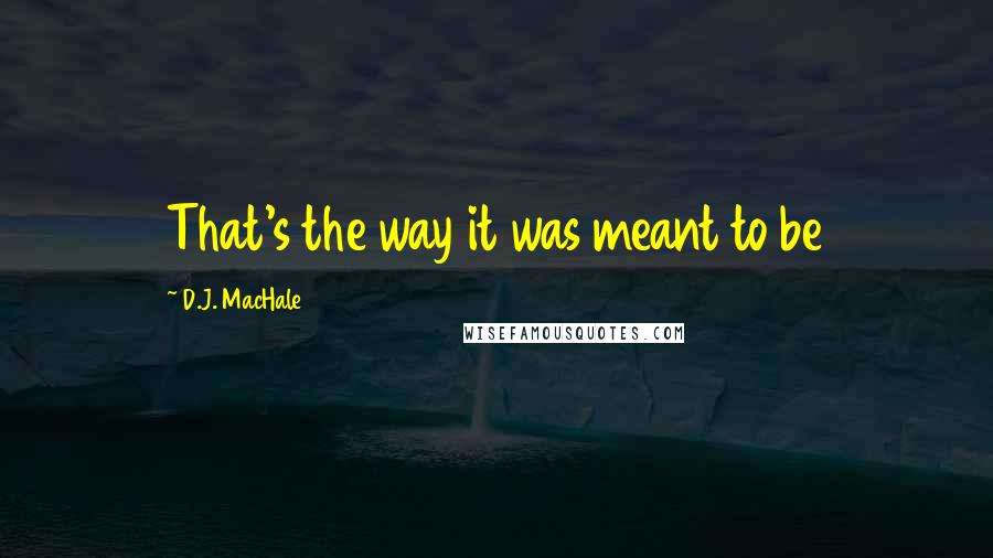 D.J. MacHale Quotes: That's the way it was meant to be