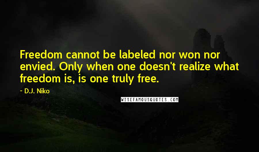 D.J. Niko Quotes: Freedom cannot be labeled nor won nor envied. Only when one doesn't realize what freedom is, is one truly free.