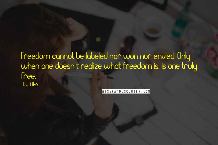 D.J. Niko Quotes: Freedom cannot be labeled nor won nor envied. Only when one doesn't realize what freedom is, is one truly free.