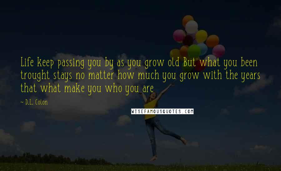 D.L. Colon Quotes: Life keep passing you by as you grow old But what you been trought stays no matter how much you grow with the years that what make you who you are