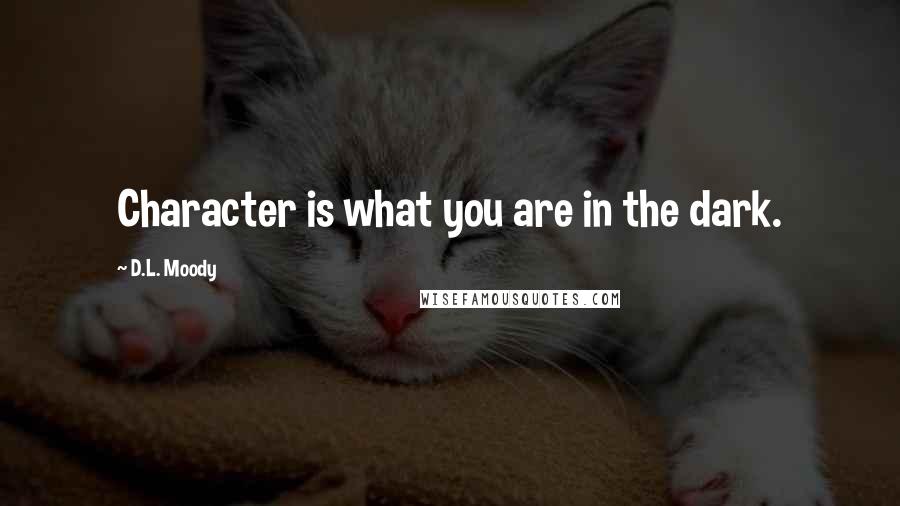 D.L. Moody Quotes: Character is what you are in the dark.