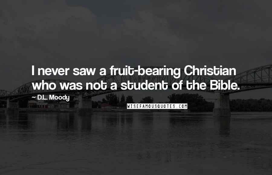 D.L. Moody Quotes: I never saw a fruit-bearing Christian who was not a student of the Bible.
