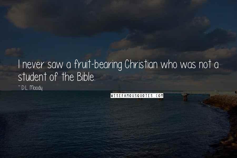 D.L. Moody Quotes: I never saw a fruit-bearing Christian who was not a student of the Bible.