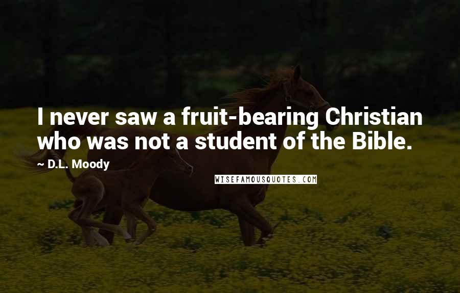 D.L. Moody Quotes: I never saw a fruit-bearing Christian who was not a student of the Bible.