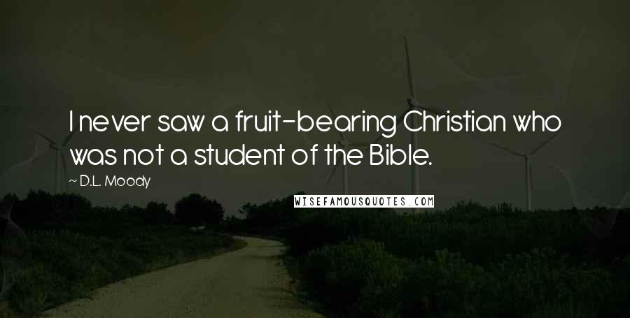 D.L. Moody Quotes: I never saw a fruit-bearing Christian who was not a student of the Bible.