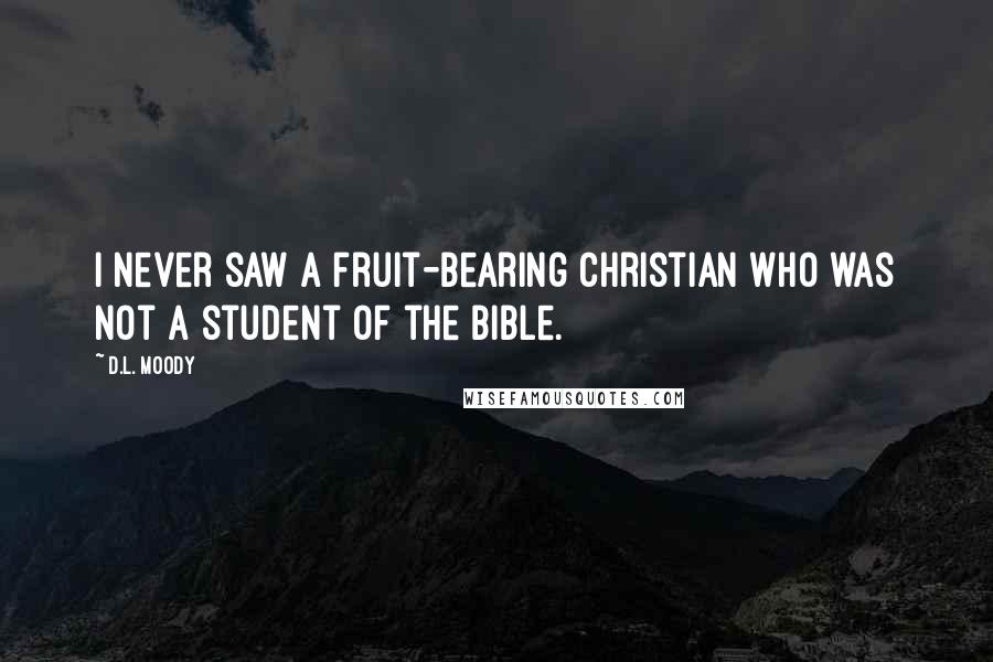 D.L. Moody Quotes: I never saw a fruit-bearing Christian who was not a student of the Bible.