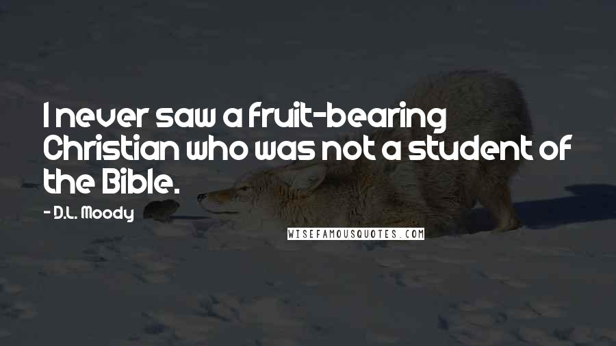 D.L. Moody Quotes: I never saw a fruit-bearing Christian who was not a student of the Bible.