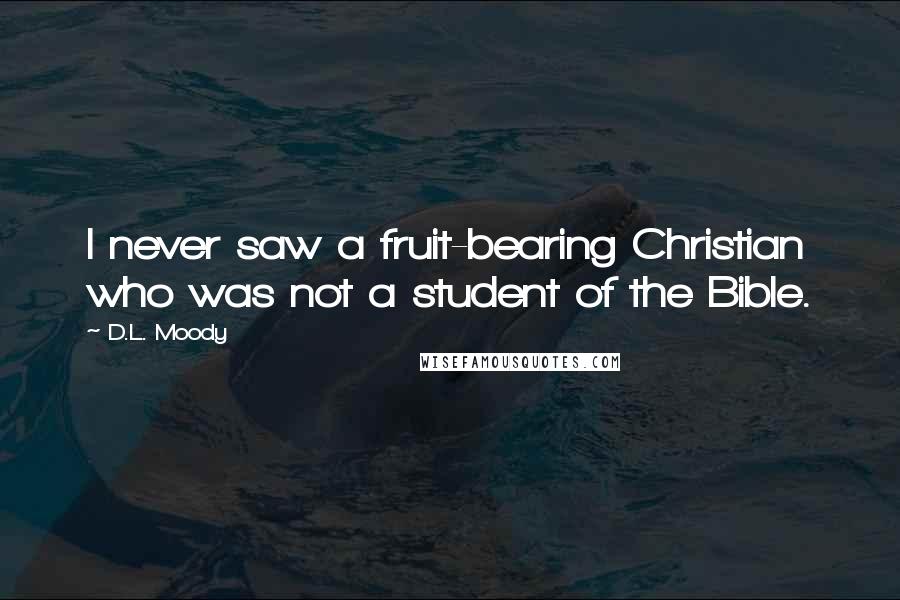 D.L. Moody Quotes: I never saw a fruit-bearing Christian who was not a student of the Bible.