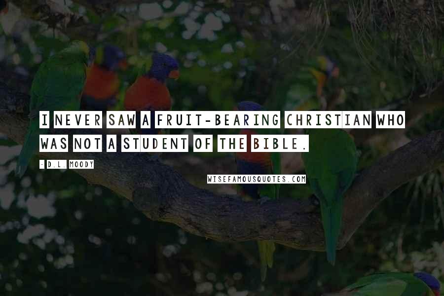 D.L. Moody Quotes: I never saw a fruit-bearing Christian who was not a student of the Bible.