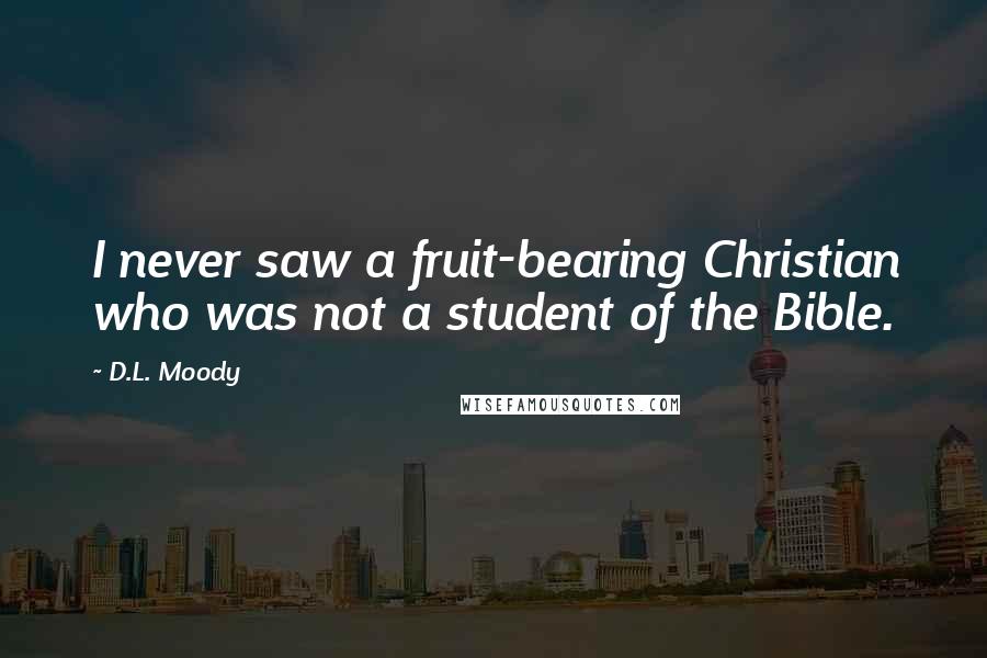 D.L. Moody Quotes: I never saw a fruit-bearing Christian who was not a student of the Bible.