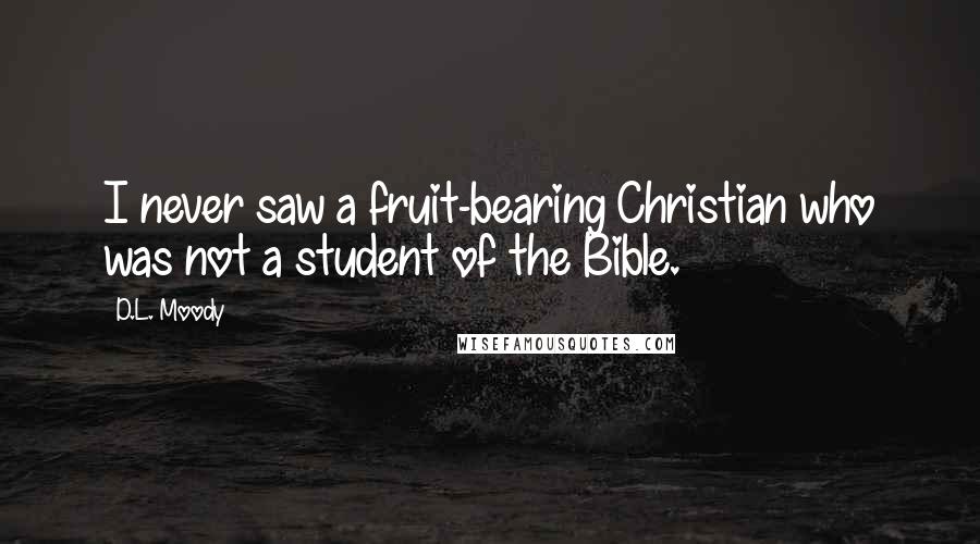 D.L. Moody Quotes: I never saw a fruit-bearing Christian who was not a student of the Bible.