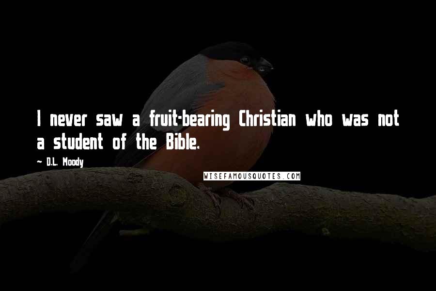 D.L. Moody Quotes: I never saw a fruit-bearing Christian who was not a student of the Bible.