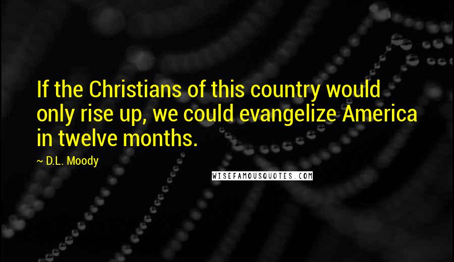 D.L. Moody Quotes: If the Christians of this country would only rise up, we could evangelize America in twelve months.