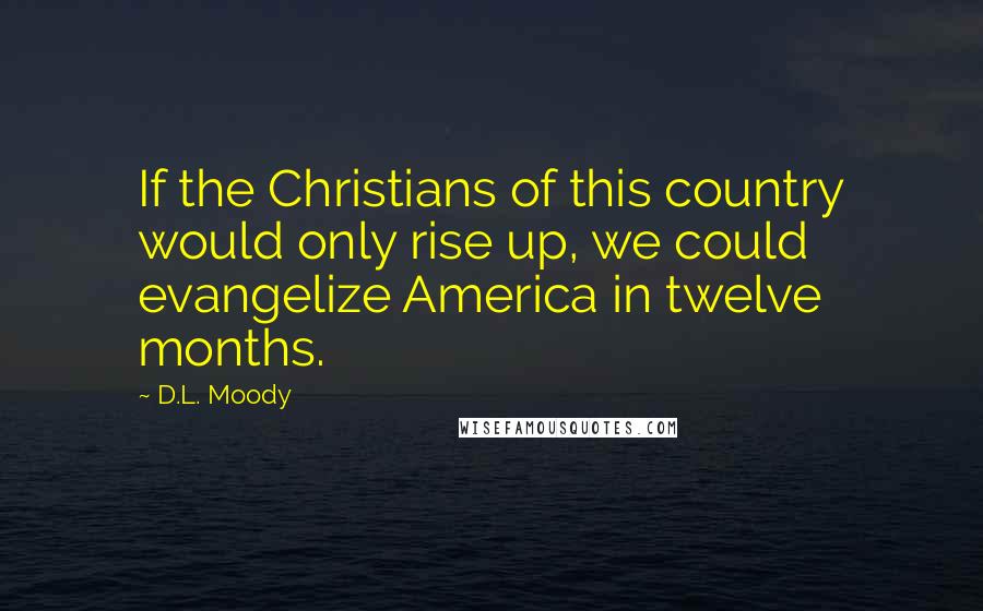 D.L. Moody Quotes: If the Christians of this country would only rise up, we could evangelize America in twelve months.