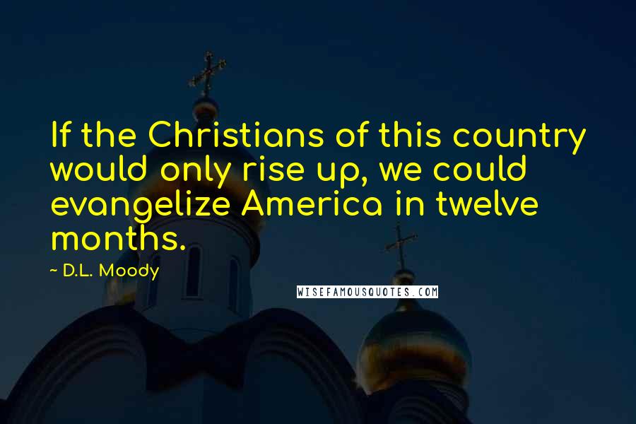 D.L. Moody Quotes: If the Christians of this country would only rise up, we could evangelize America in twelve months.