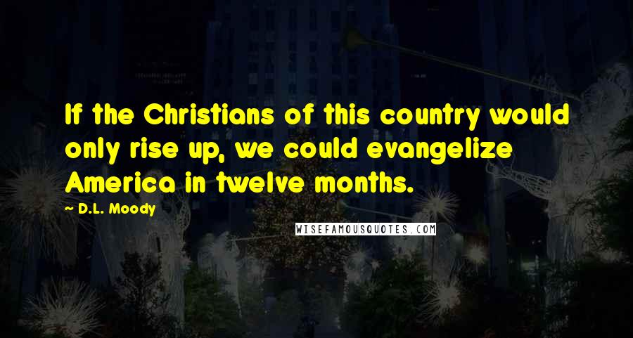 D.L. Moody Quotes: If the Christians of this country would only rise up, we could evangelize America in twelve months.