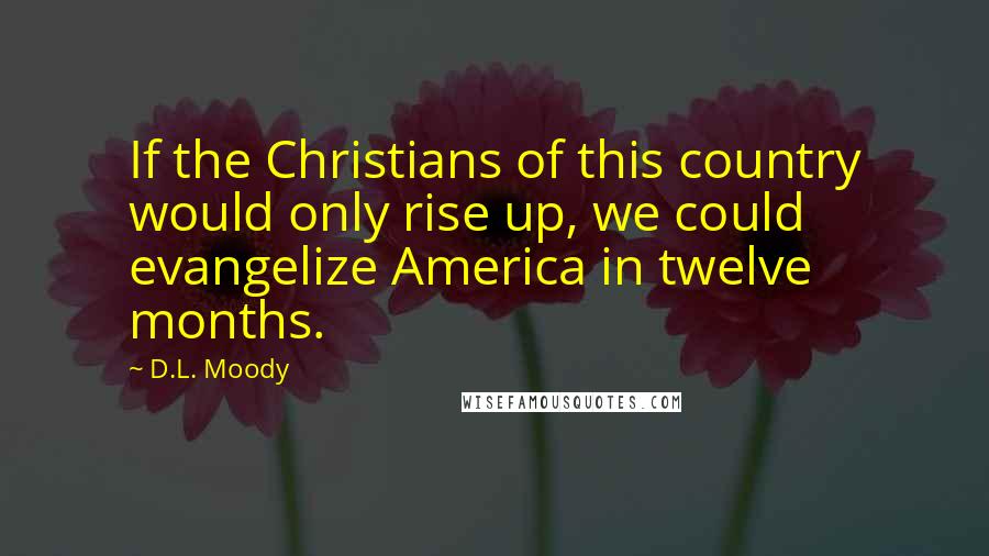 D.L. Moody Quotes: If the Christians of this country would only rise up, we could evangelize America in twelve months.