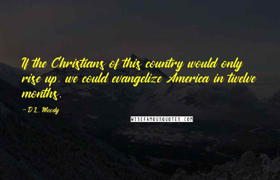 D.L. Moody Quotes: If the Christians of this country would only rise up, we could evangelize America in twelve months.