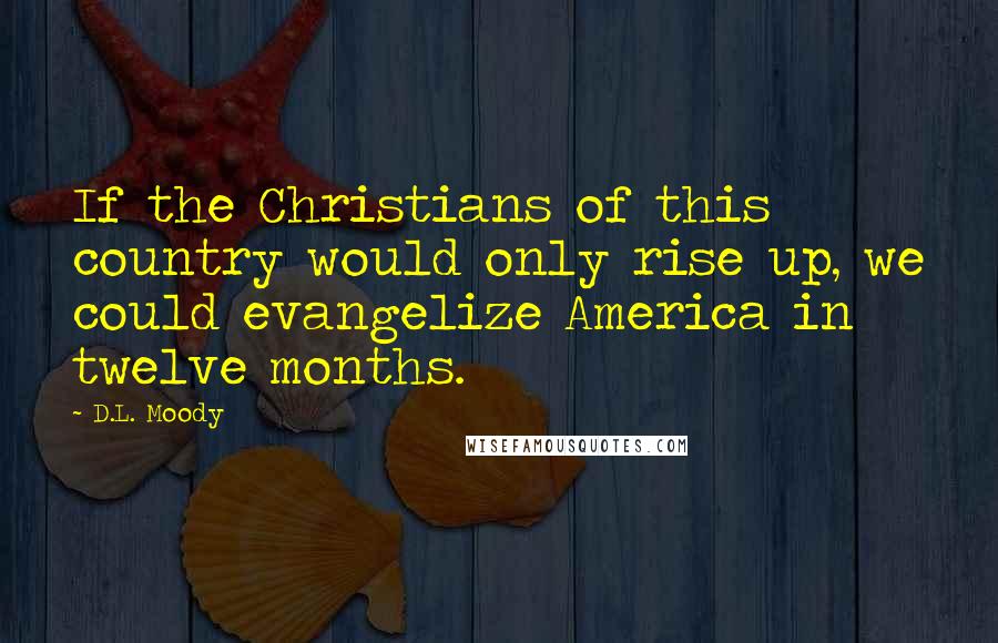 D.L. Moody Quotes: If the Christians of this country would only rise up, we could evangelize America in twelve months.