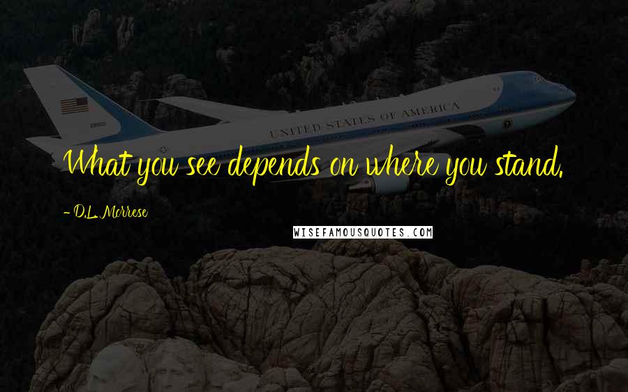 D.L. Morrese Quotes: What you see depends on where you stand.