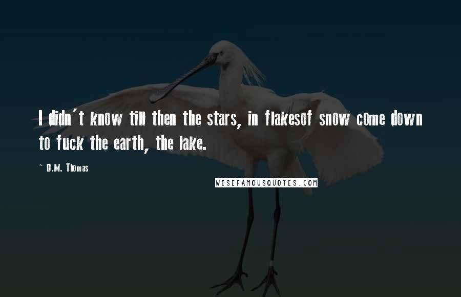 D.M. Thomas Quotes: I didn't know till then the stars, in flakesof snow come down to fuck the earth, the lake.