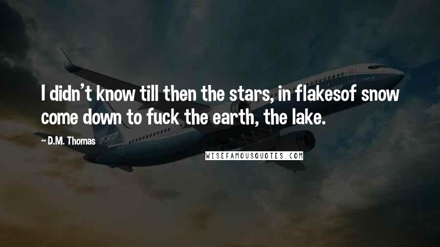 D.M. Thomas Quotes: I didn't know till then the stars, in flakesof snow come down to fuck the earth, the lake.