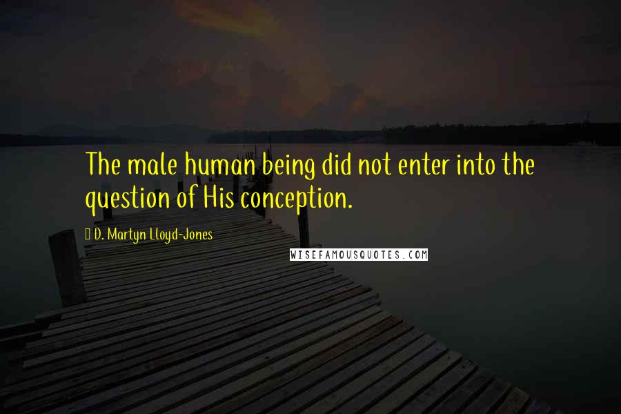 D. Martyn Lloyd-Jones Quotes: The male human being did not enter into the question of His conception.