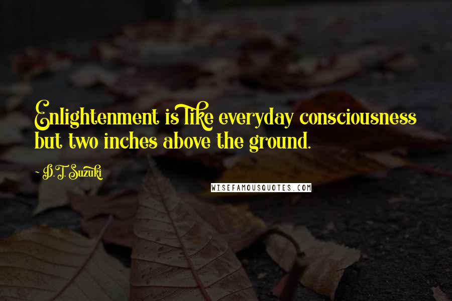 D.T. Suzuki Quotes: Enlightenment is like everyday consciousness but two inches above the ground.