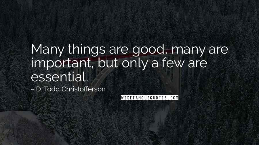 D. Todd Christofferson Quotes: Many things are good, many are important, but only a few are essential.