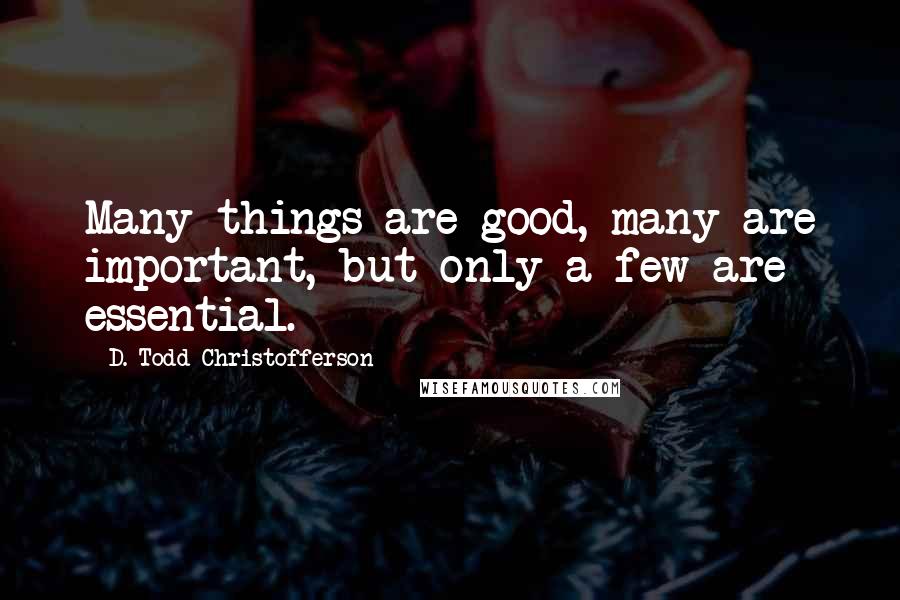 D. Todd Christofferson Quotes: Many things are good, many are important, but only a few are essential.