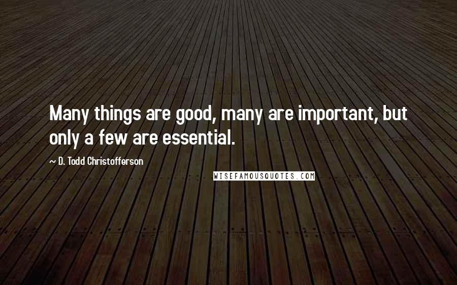 D. Todd Christofferson Quotes: Many things are good, many are important, but only a few are essential.