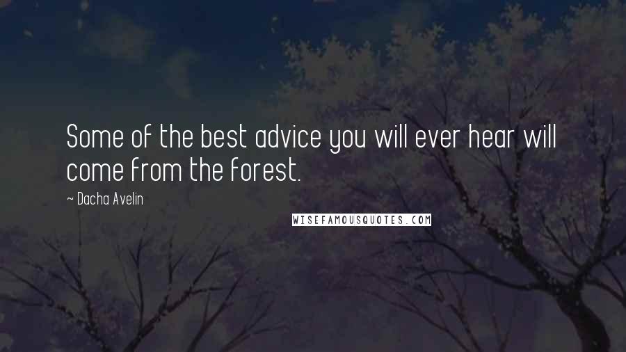 Dacha Avelin Quotes: Some of the best advice you will ever hear will come from the forest.