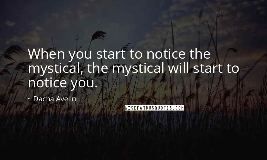Dacha Avelin Quotes: When you start to notice the mystical, the mystical will start to notice you.