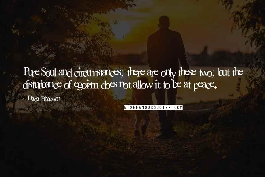 Dada Bhagwan Quotes: Pure Soul and circumstances; there are only these two; but the disturbance of egoism does not allow it to be at peace.