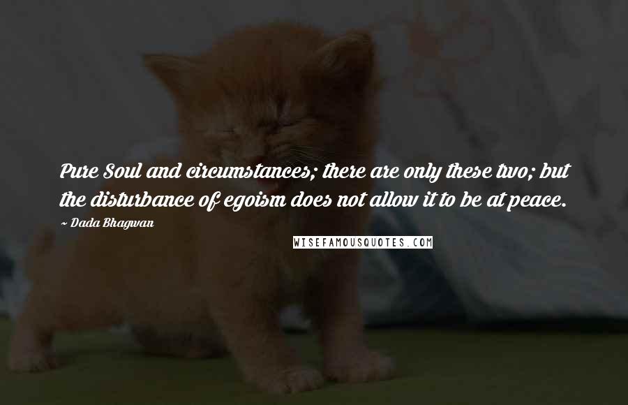 Dada Bhagwan Quotes: Pure Soul and circumstances; there are only these two; but the disturbance of egoism does not allow it to be at peace.