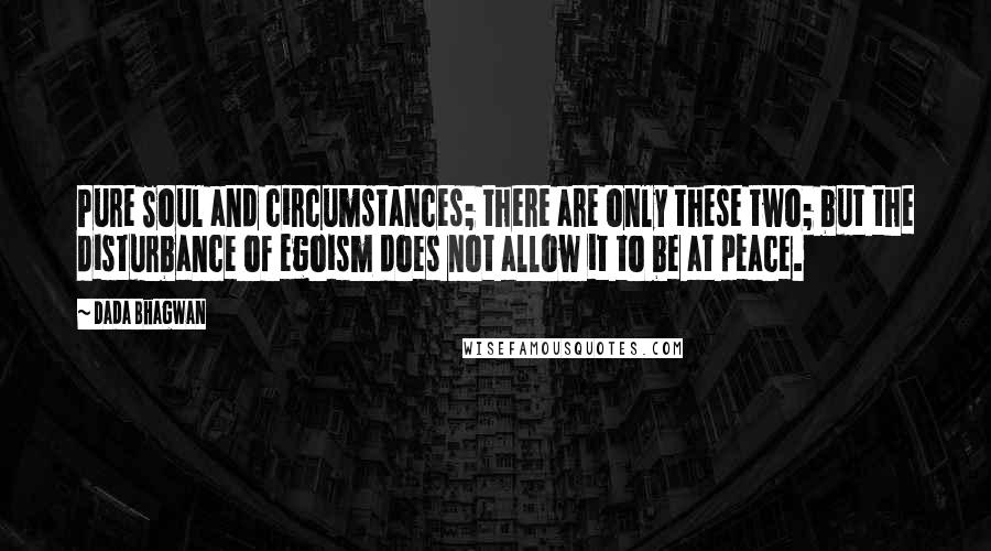 Dada Bhagwan Quotes: Pure Soul and circumstances; there are only these two; but the disturbance of egoism does not allow it to be at peace.