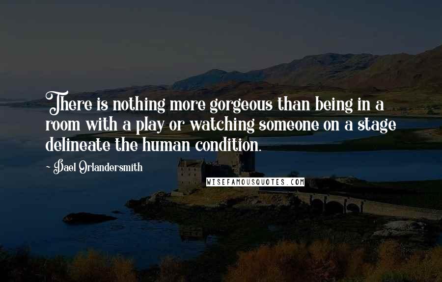 Dael Orlandersmith Quotes: There is nothing more gorgeous than being in a room with a play or watching someone on a stage delineate the human condition.