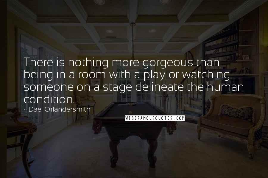 Dael Orlandersmith Quotes: There is nothing more gorgeous than being in a room with a play or watching someone on a stage delineate the human condition.