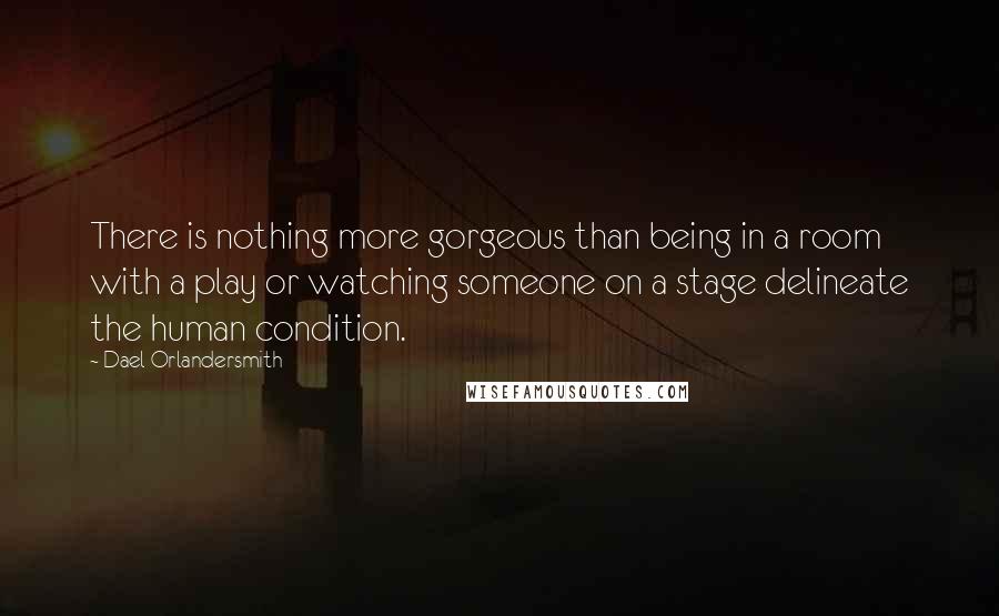 Dael Orlandersmith Quotes: There is nothing more gorgeous than being in a room with a play or watching someone on a stage delineate the human condition.