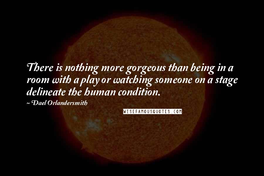 Dael Orlandersmith Quotes: There is nothing more gorgeous than being in a room with a play or watching someone on a stage delineate the human condition.