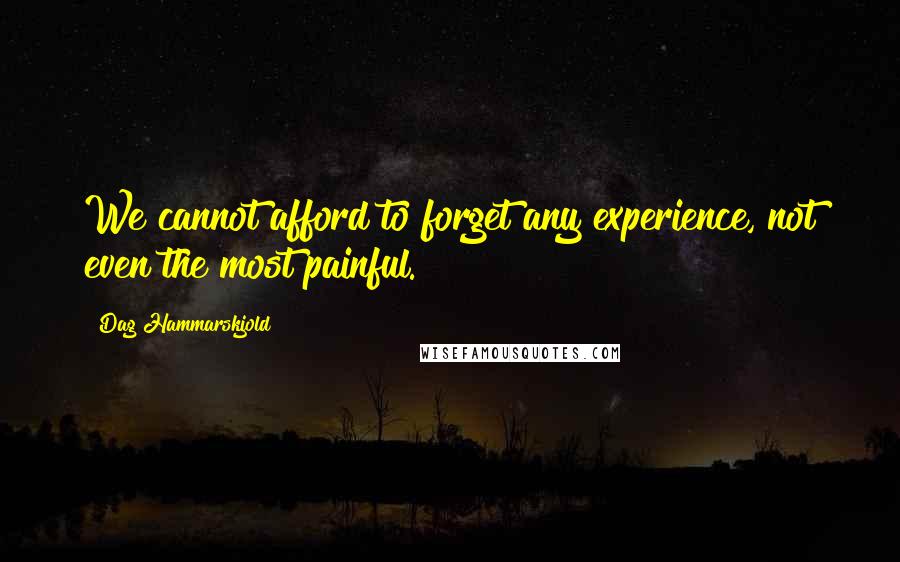 Dag Hammarskjold Quotes: We cannot afford to forget any experience, not even the most painful.