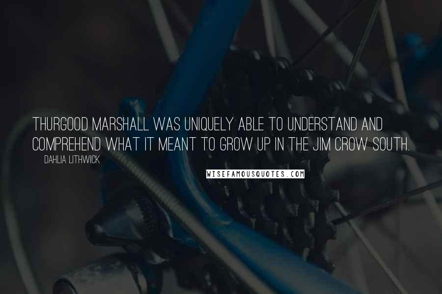 Dahlia Lithwick Quotes: Thurgood Marshall was uniquely able to understand and comprehend what it meant to grow up in the Jim Crow south.