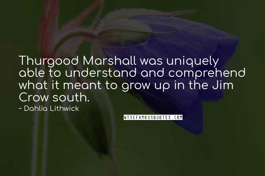 Dahlia Lithwick Quotes: Thurgood Marshall was uniquely able to understand and comprehend what it meant to grow up in the Jim Crow south.
